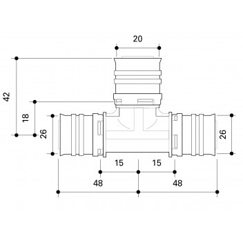 FRANKISCHE ALPEX REDUCING TEE 26MM - 20MM - 26MM