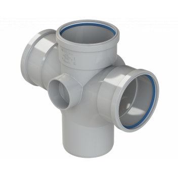 POLYPIPE RING-SEAL DOUBLE BRANCH; 4\"/110MM 92.5D GRY