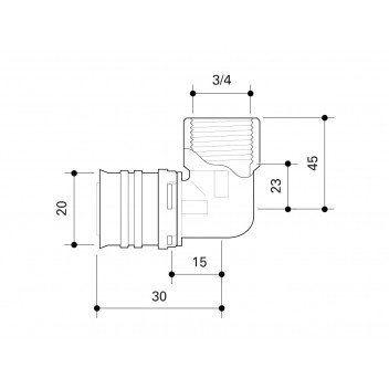 FRANKISCHE ALPEX ELBOW FEMALE THREAD 20MM - 3/4\"