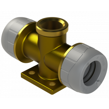 POLYPLUMB WALL PLATE TEE BRASS;22MMX1/2\"