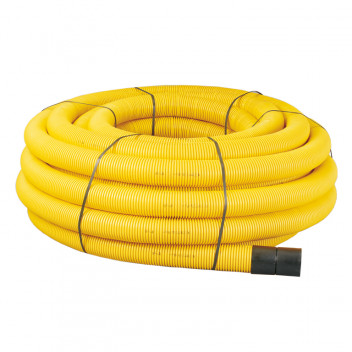 (GAS) TWINWALL DUCTING - 110MM X 50M - YELLOW (INC. COUP)