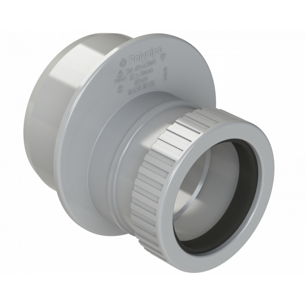 Polypipe R/seal Reducer 3in/82mm To 50mm Waste - Grey (SD101G)