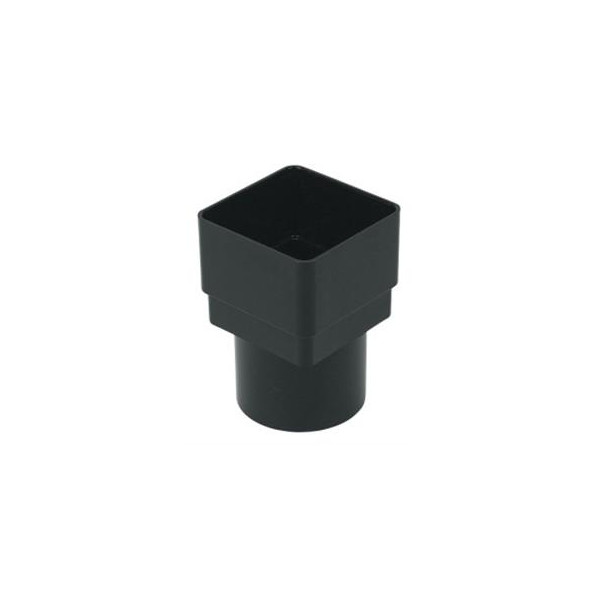 Plumin Downpipe Square-Round Adaptor - Black