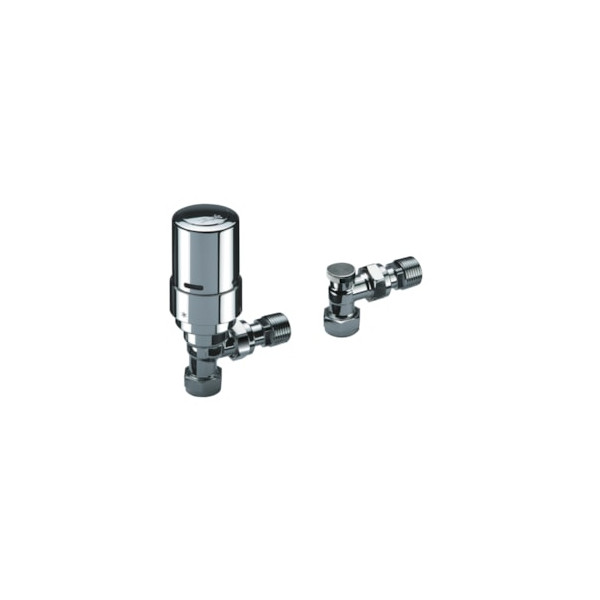 Danfoss 8/10/15mm Danfoss Ras-d2 Angled Chrome TRV With Lockshield (DF013G6016)